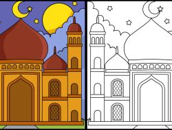 Gambar Mesjid Untuk Mewarnai Anak Paud/TK